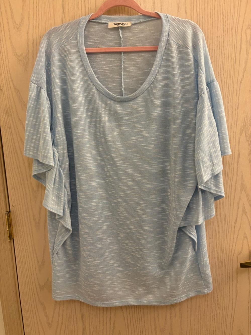 Haptics sky blue Ruffle-Sleeve Tunic Top 3X